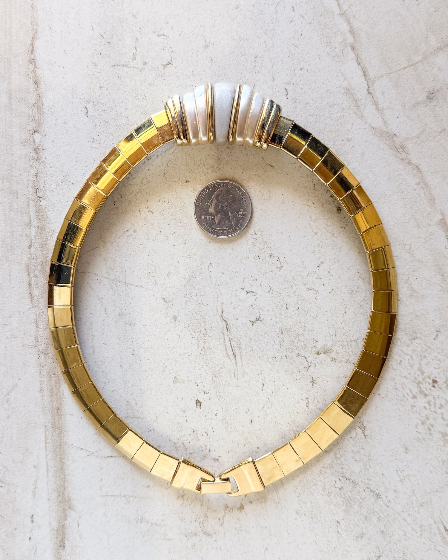 Vintage Signed Gold Tone Collar Necklace