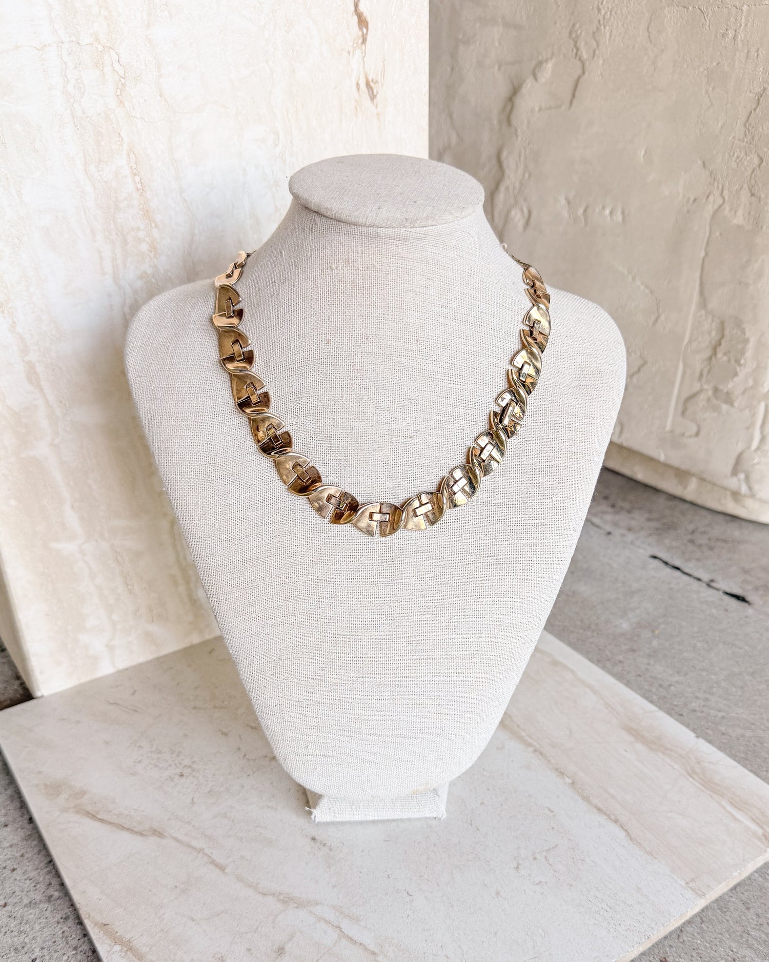 Vintage Signed Gold Tone Link Necklace