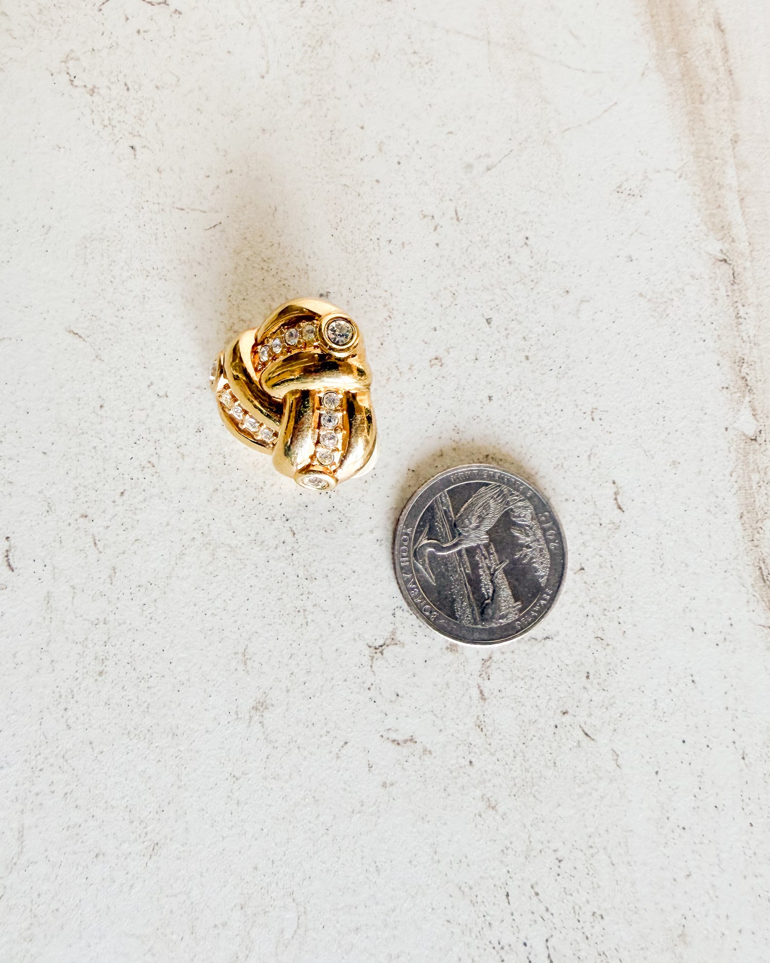 Vintage Swarovski Brand Gold Twisted Clip On Earrings