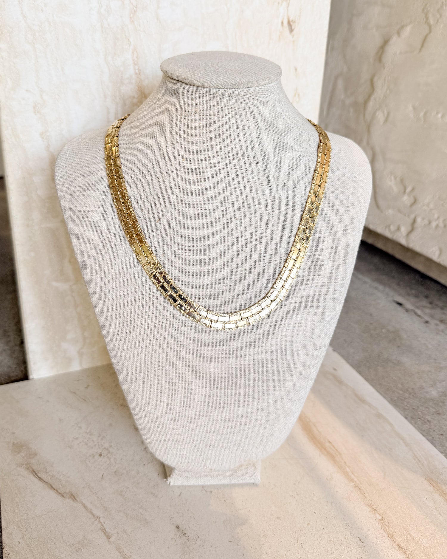 Vintage Gold Tone Nugget Necklace