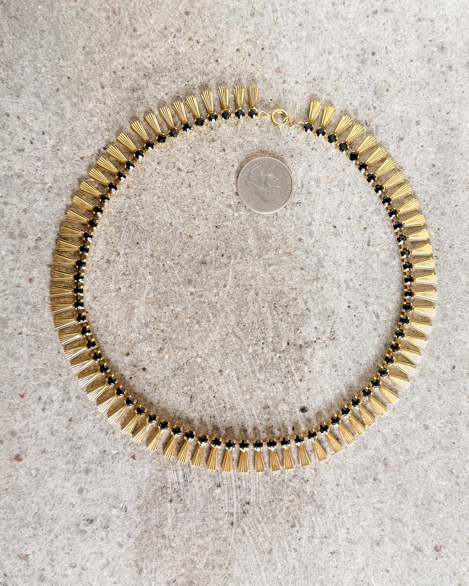 Vintage Black Crystal Art Deco Necklace