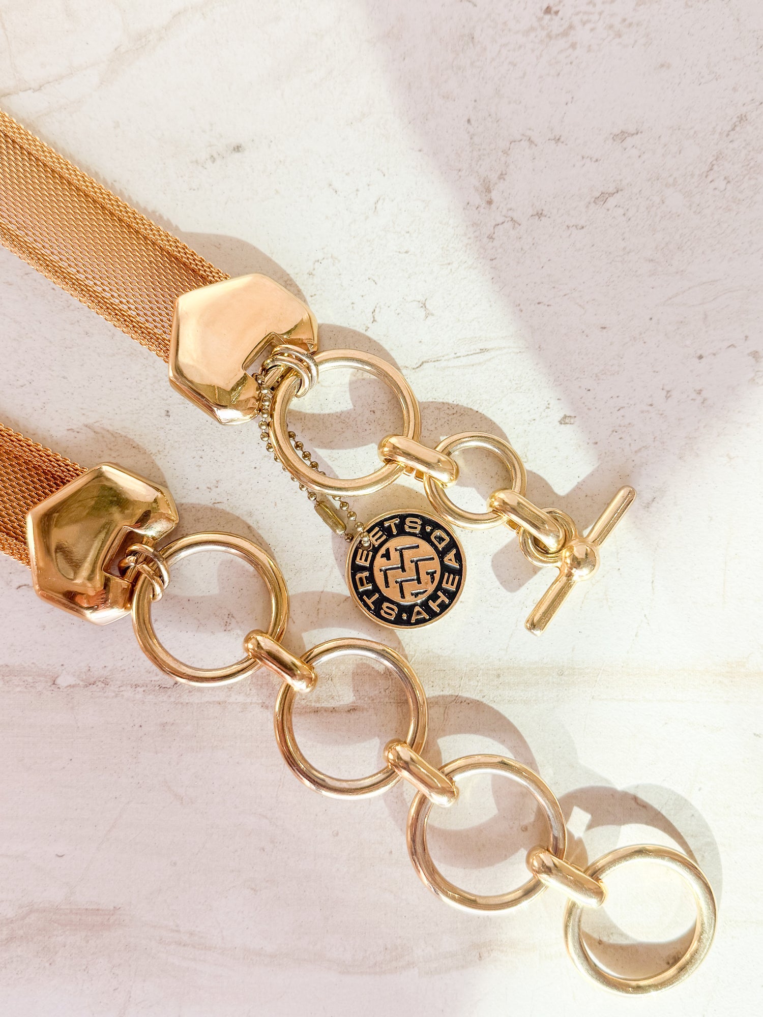 Vintage Gold Tone Mesh Streets Ahead Belt