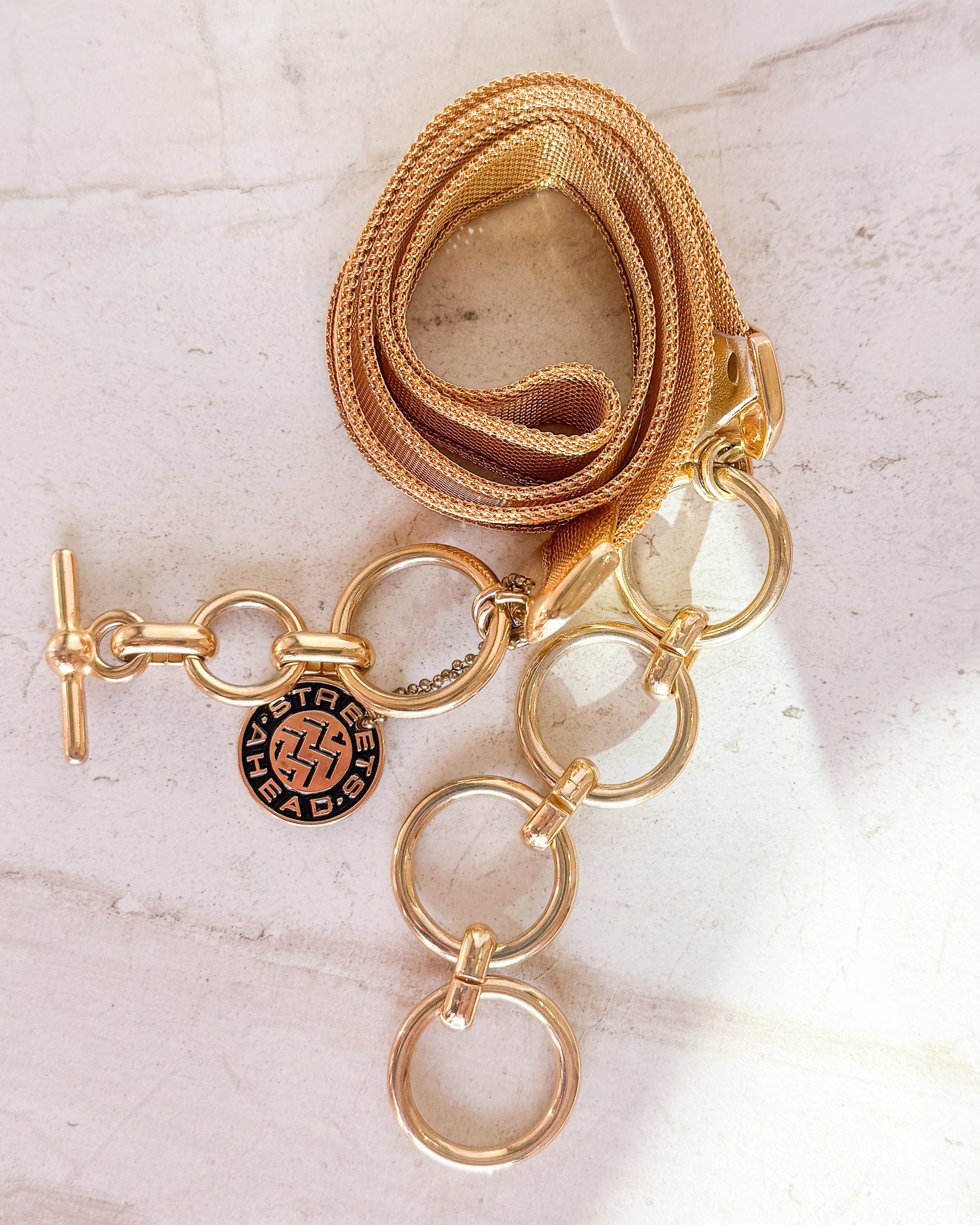 Vintage Gold Tone Mesh Streets Ahead Belt