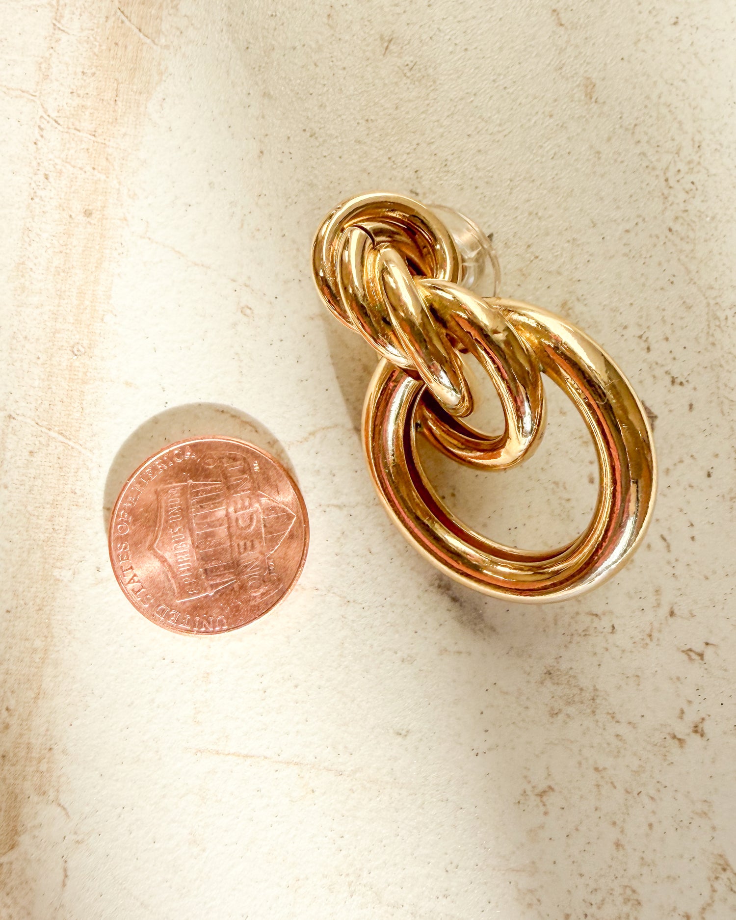 Vintage Triple Hoop Linked Tiered Dangle Earrings