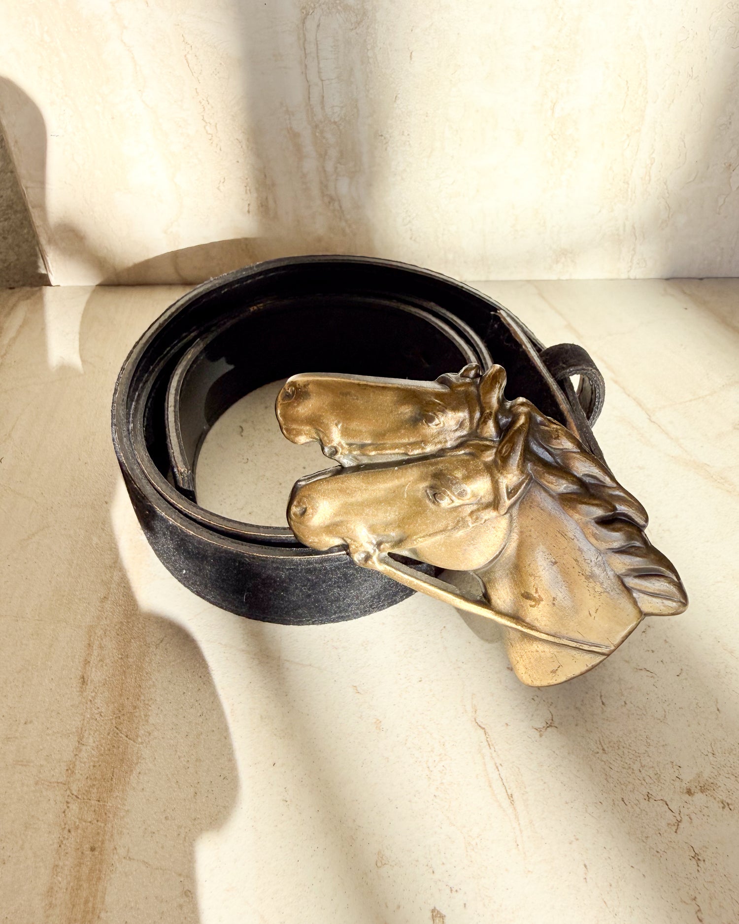 Vintage Double Horsehead XS leather Belt