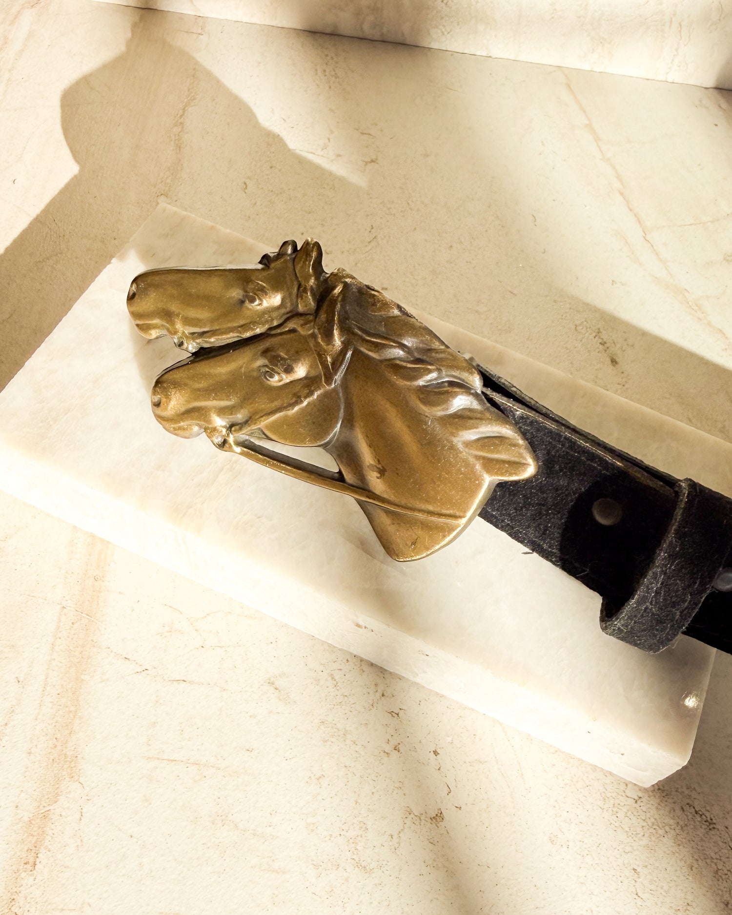 Vintage Double Horsehead XS leather Belt