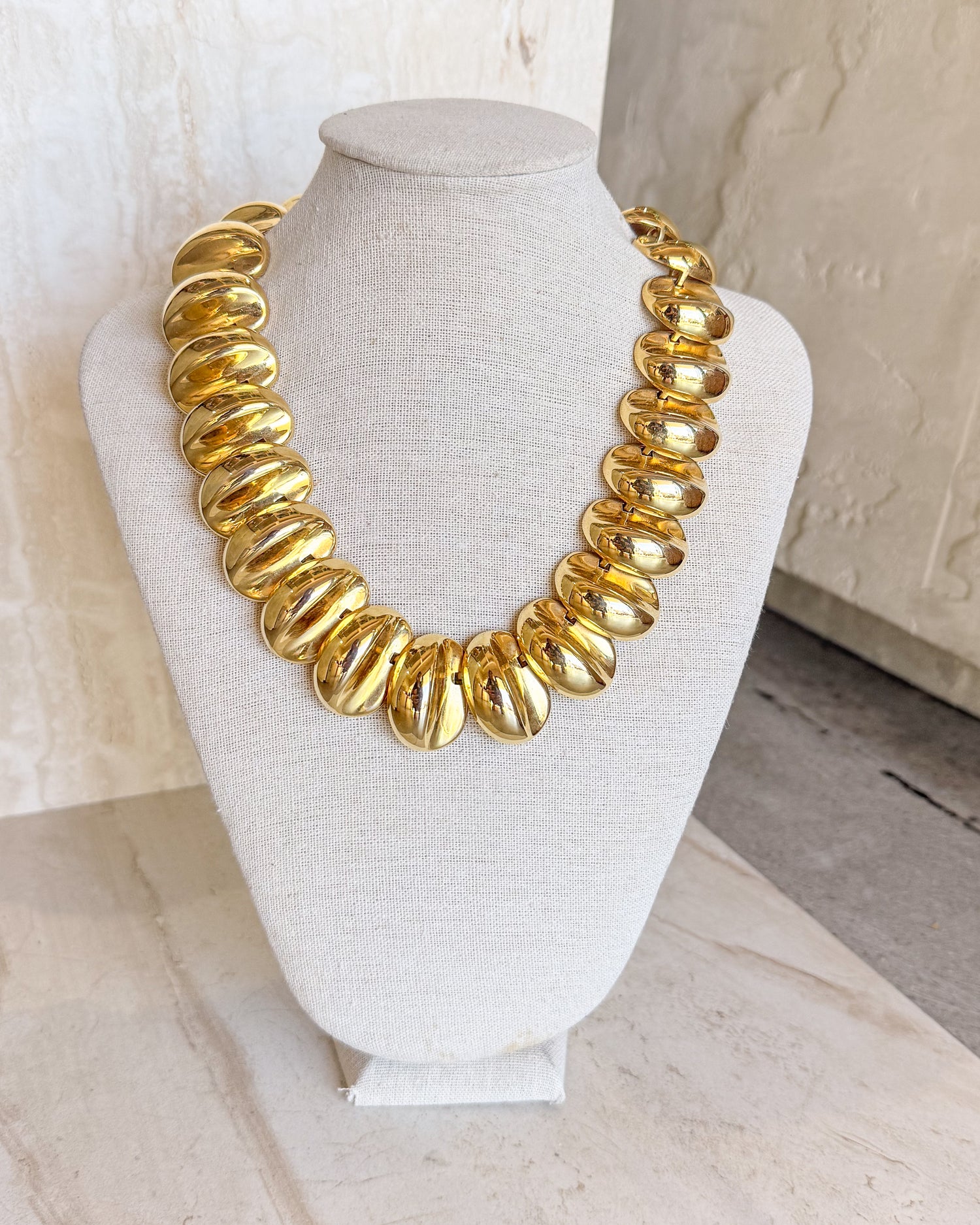 Vintage Signed GOLDEN Chunky Necklace