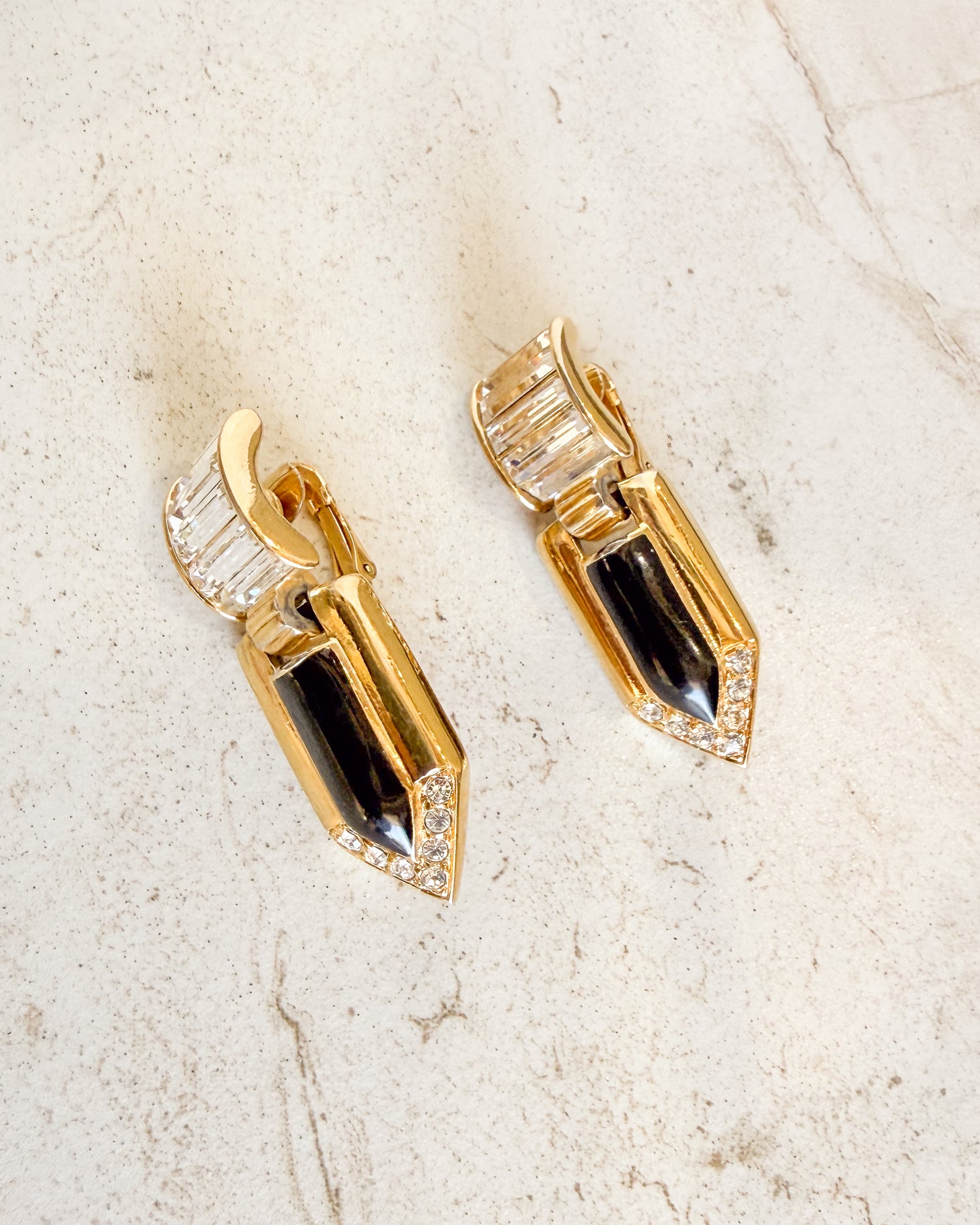 Vintage Signed Art Deco Clip-On Earrings