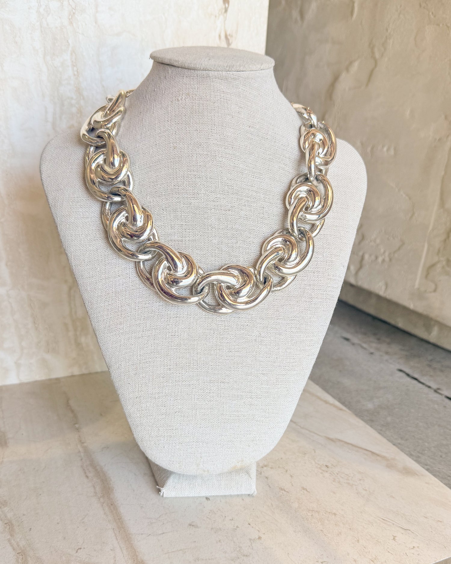 Vintage Signed chunky silver Necklace