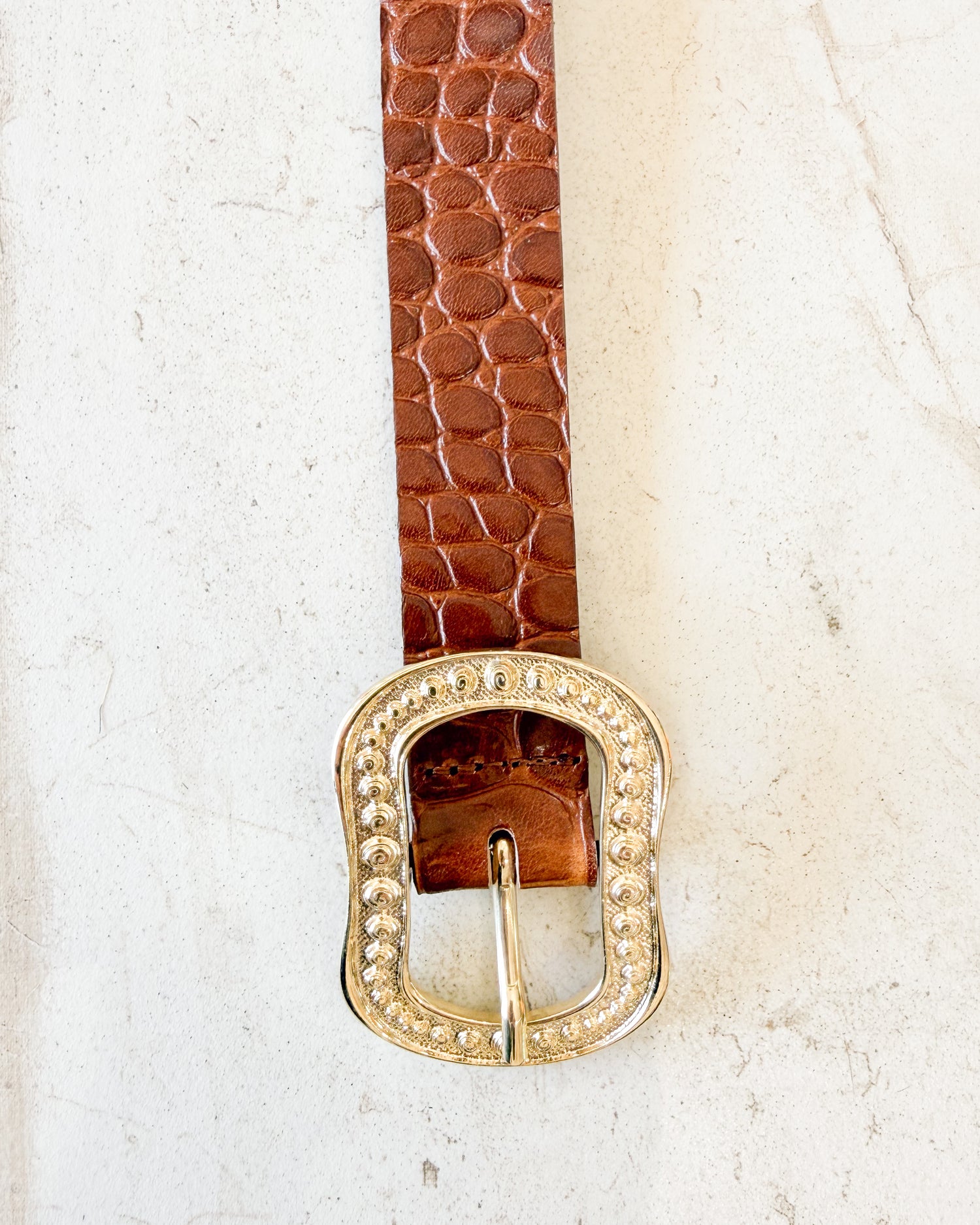 Croc-embossed Italian Leather Belt