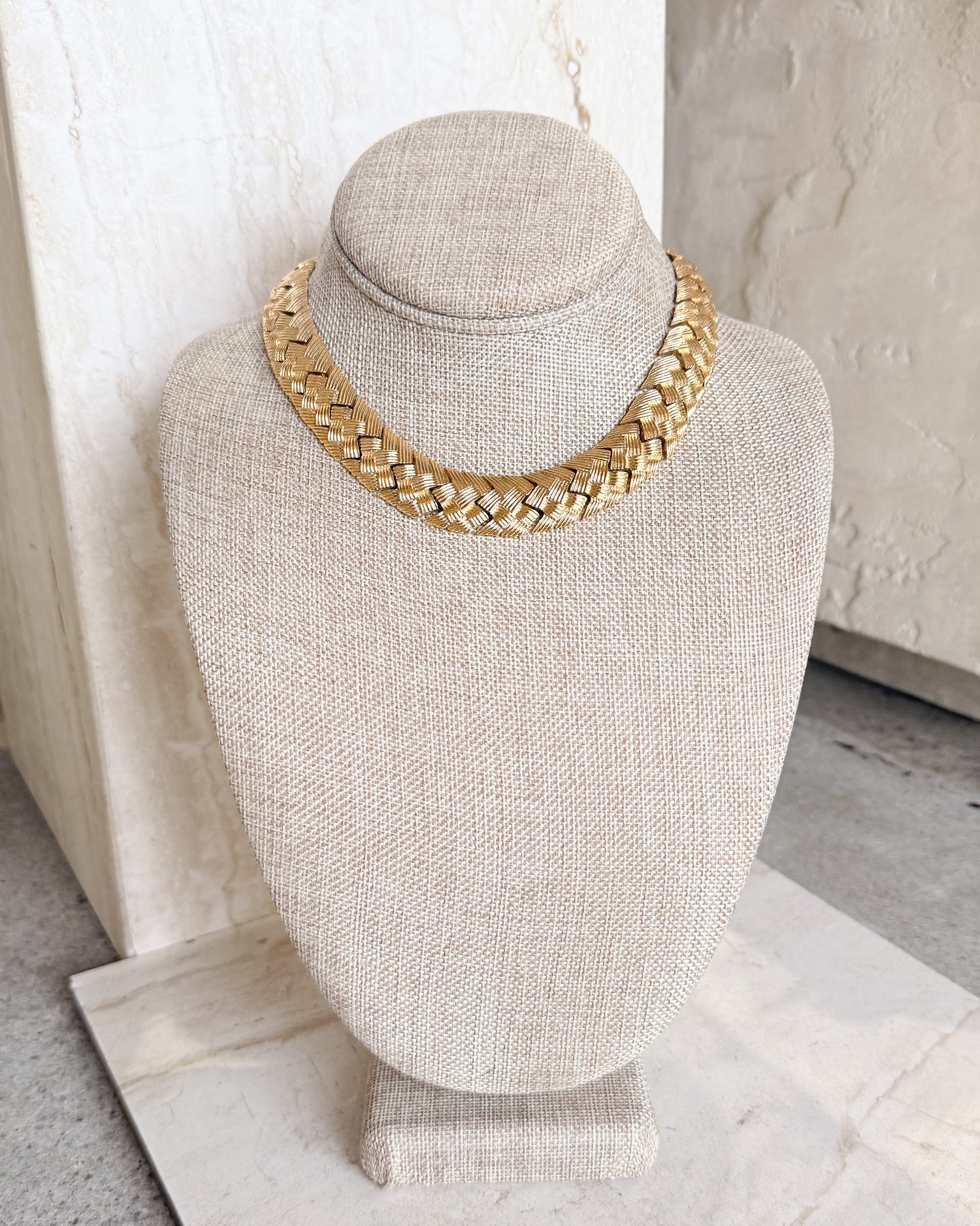 Vintage Signed Gold Braided Necklace