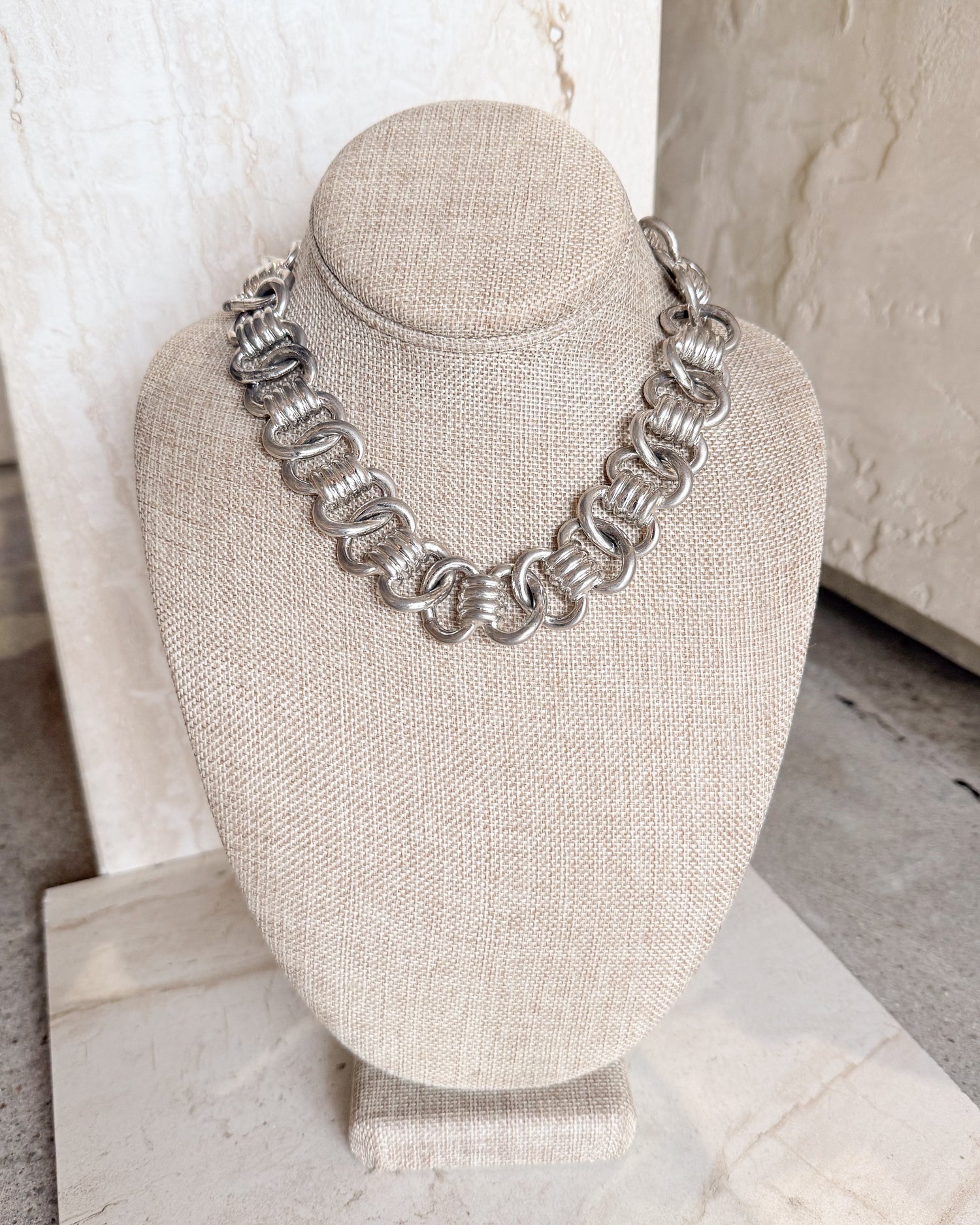 Vintage Signed Silver Thick link necklace
