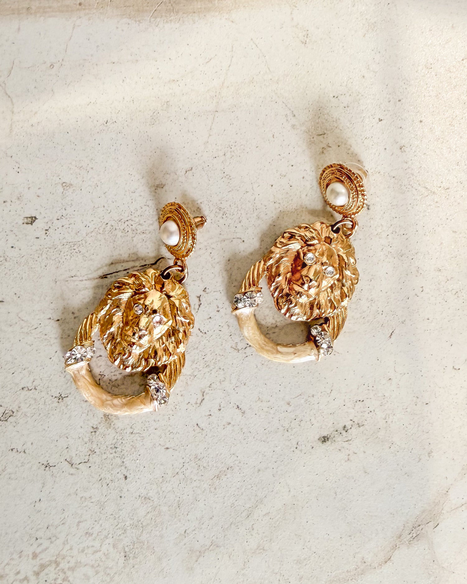 Vintage Lion Head Door Knocker Drop Earrings