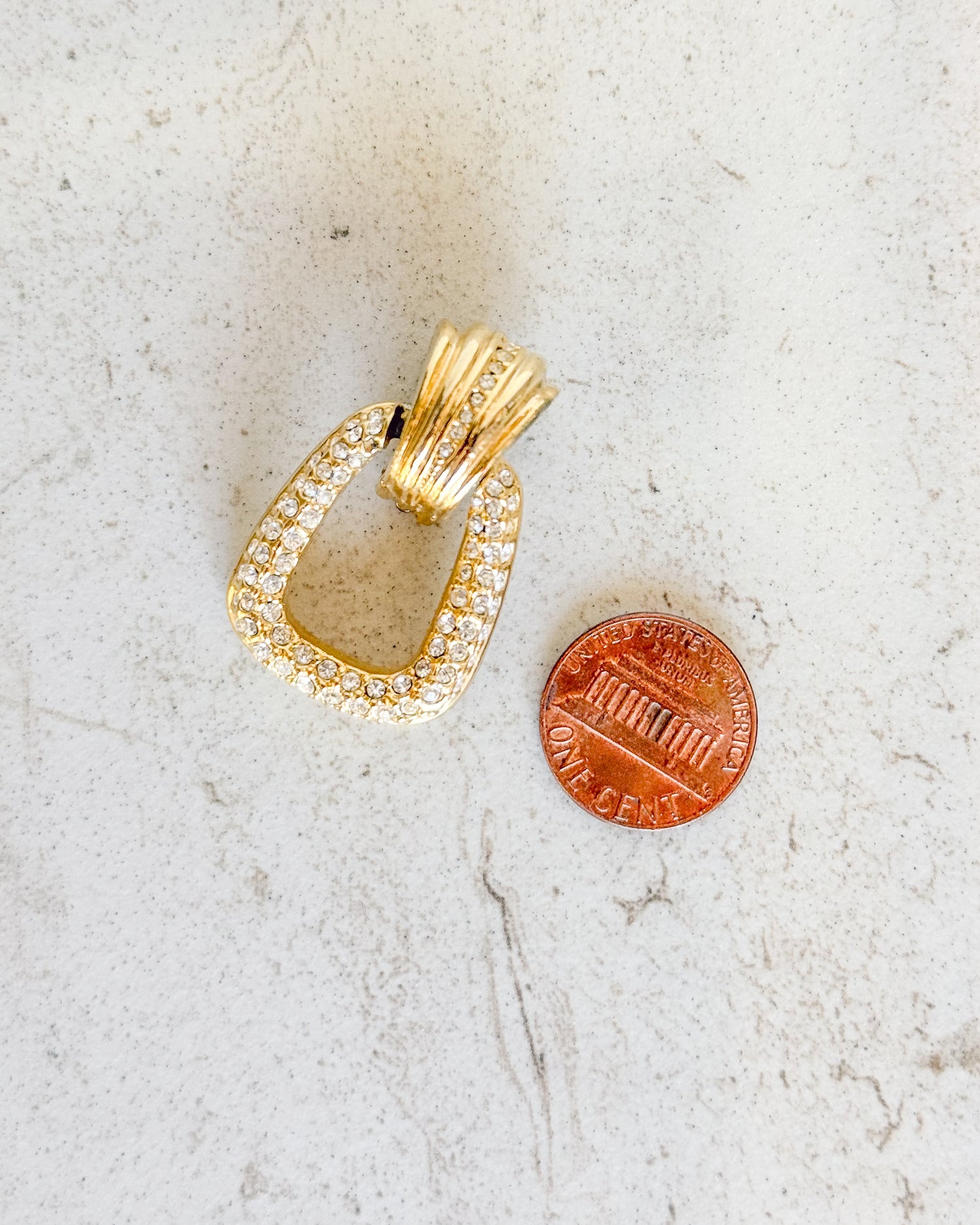 Vintage 80s statement  Pave Crystal Door Knocker Earrings