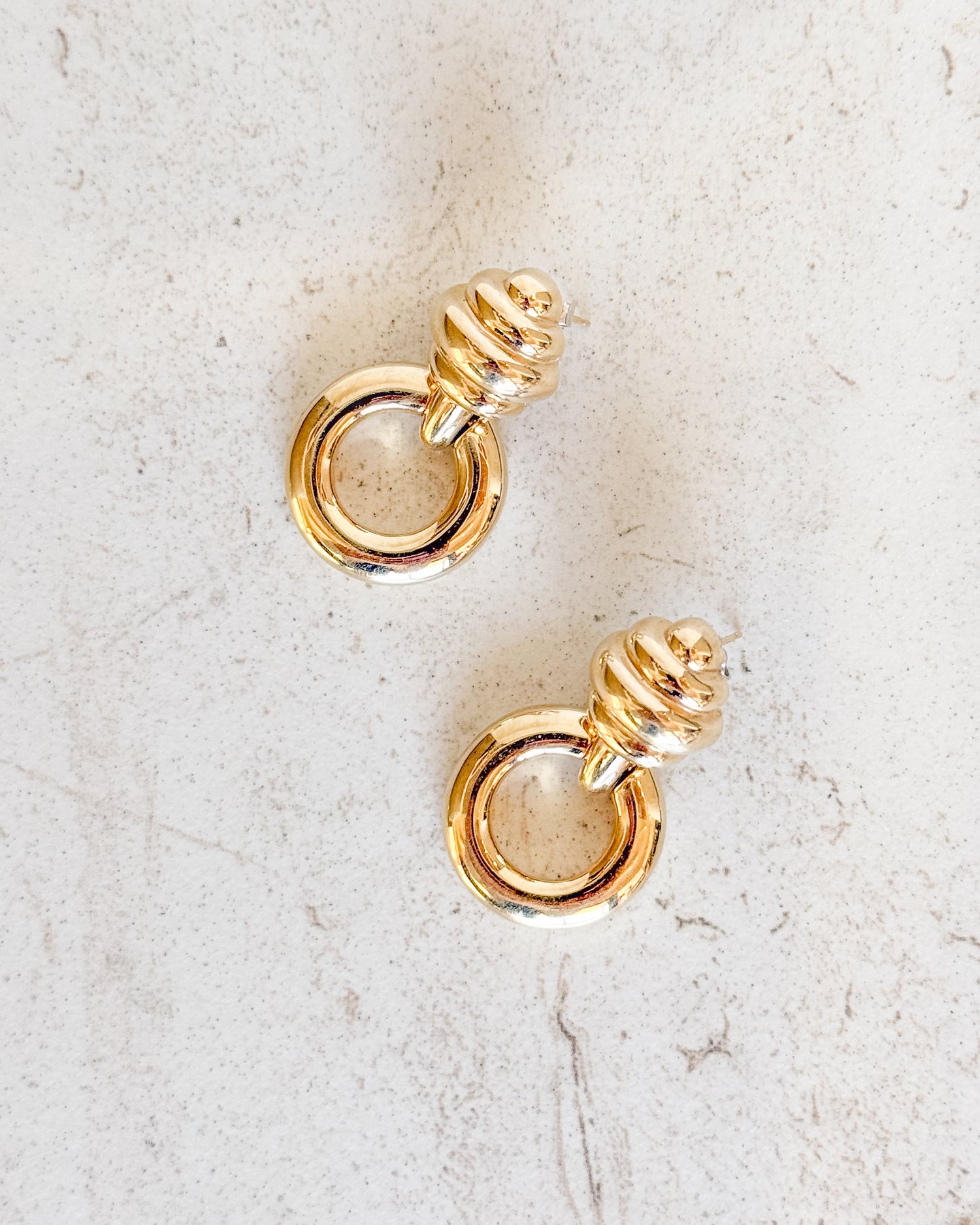 Vintage Signed Gold Tone Door Knocker Earrings