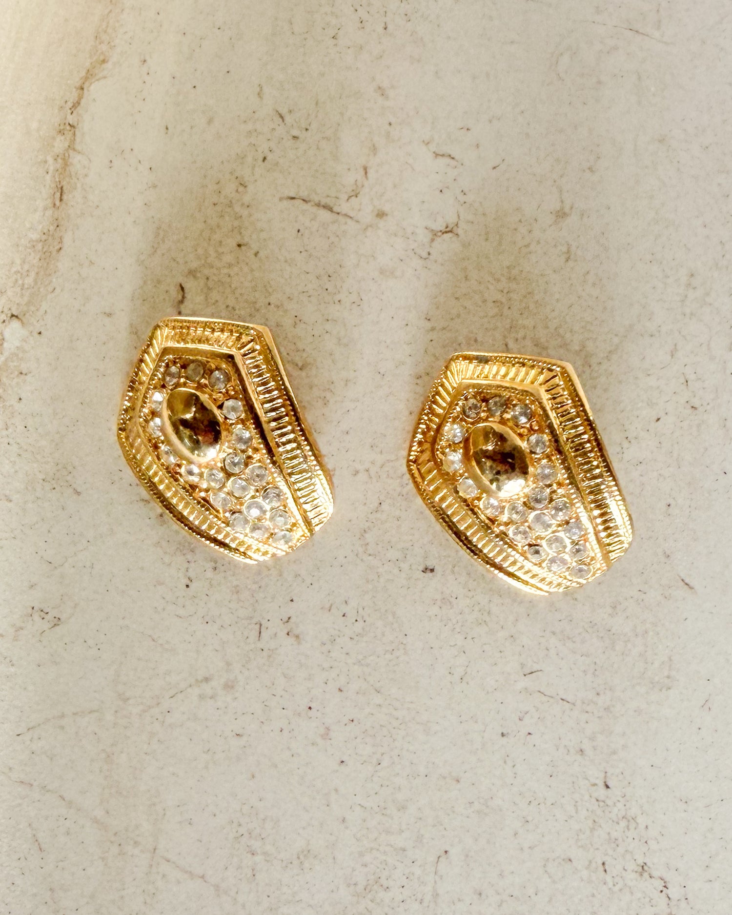 Vintage Gold Plated Crystal Earrings