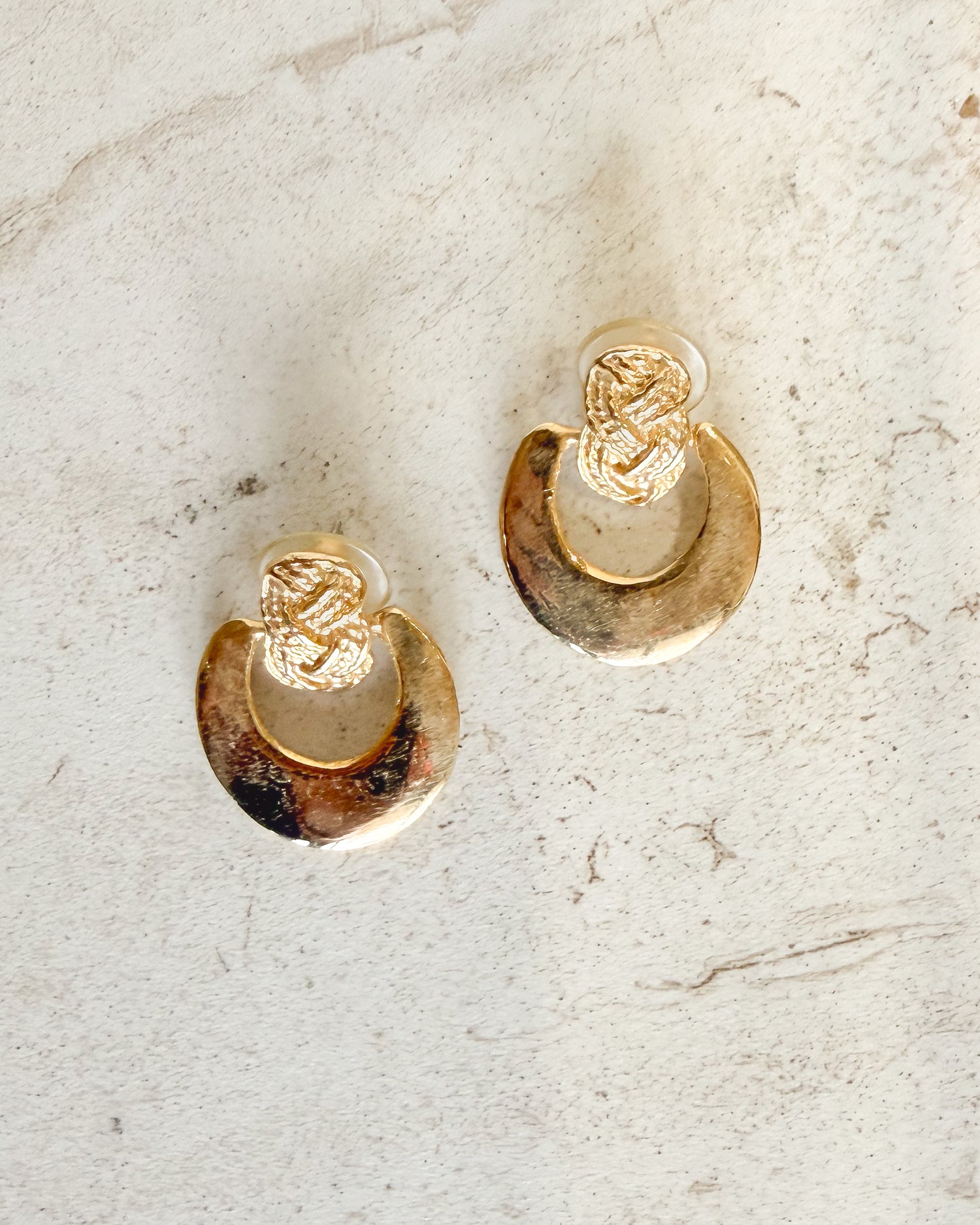 Vintage gold plated door-knocker earrings