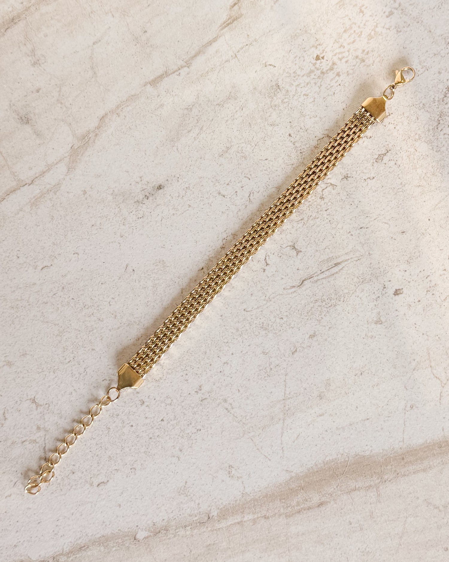 Vintage GOLD BRAIDED LINK CHAIN BRACELET