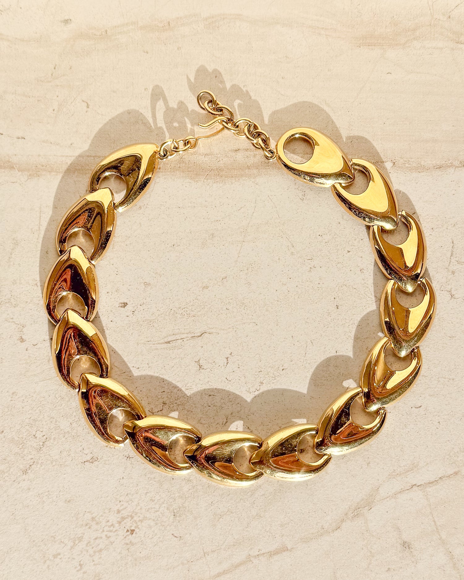 Vintage Signed Chunky Gold Tone Link Necklace