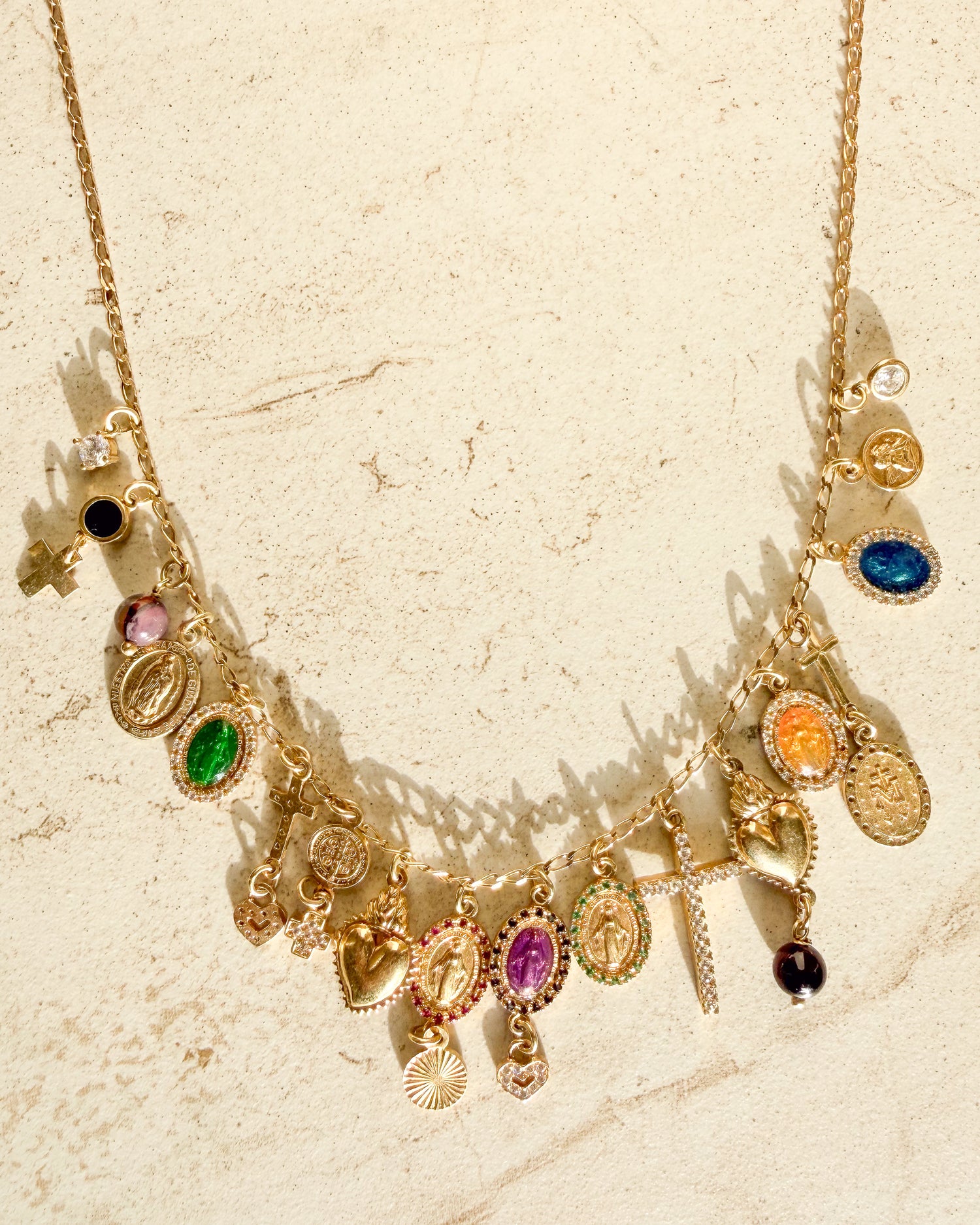 Vintage 18kt Gold Plated Religious Charm Necklace