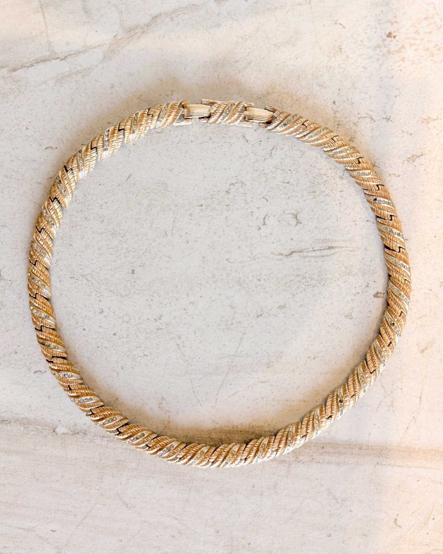 Vintage Signed Woven Gold Collar Necklace