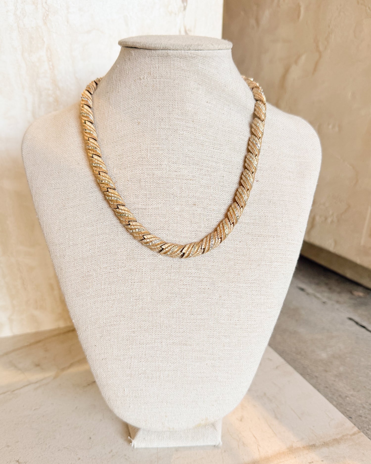 Vintage Signed Woven Gold Collar Necklace