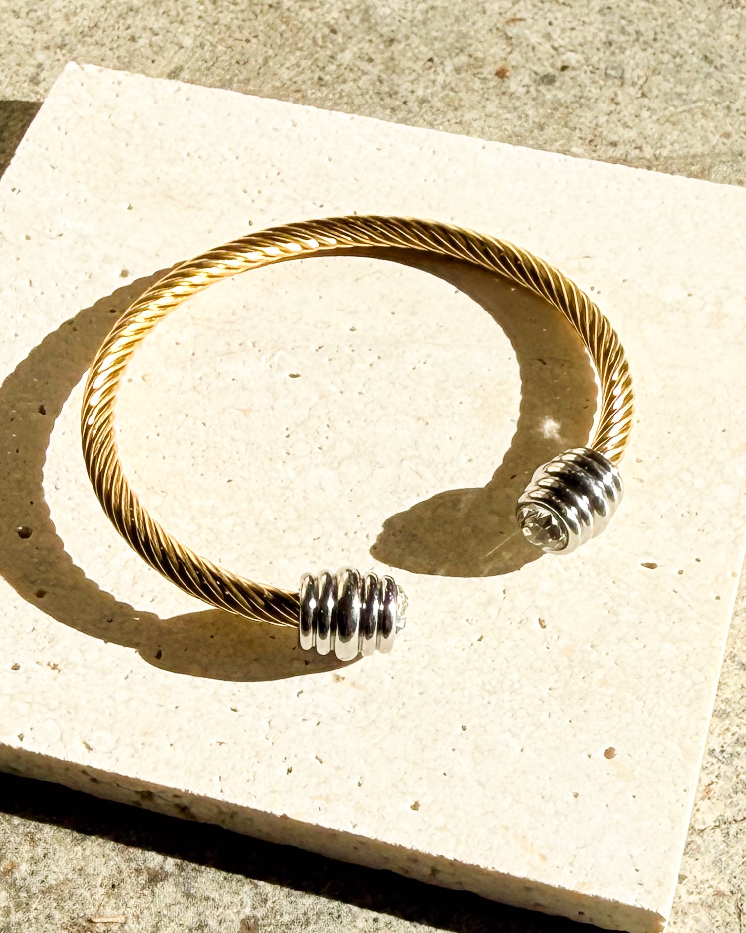 Two Tone Gold Twisted Cuff