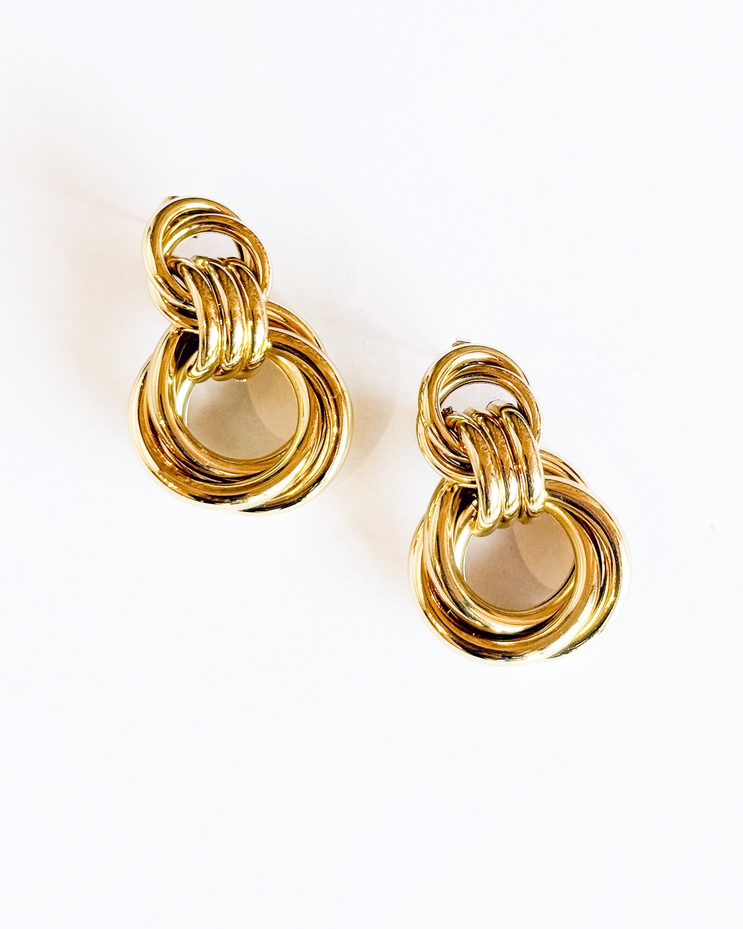 Gold Drop Stud Earrings