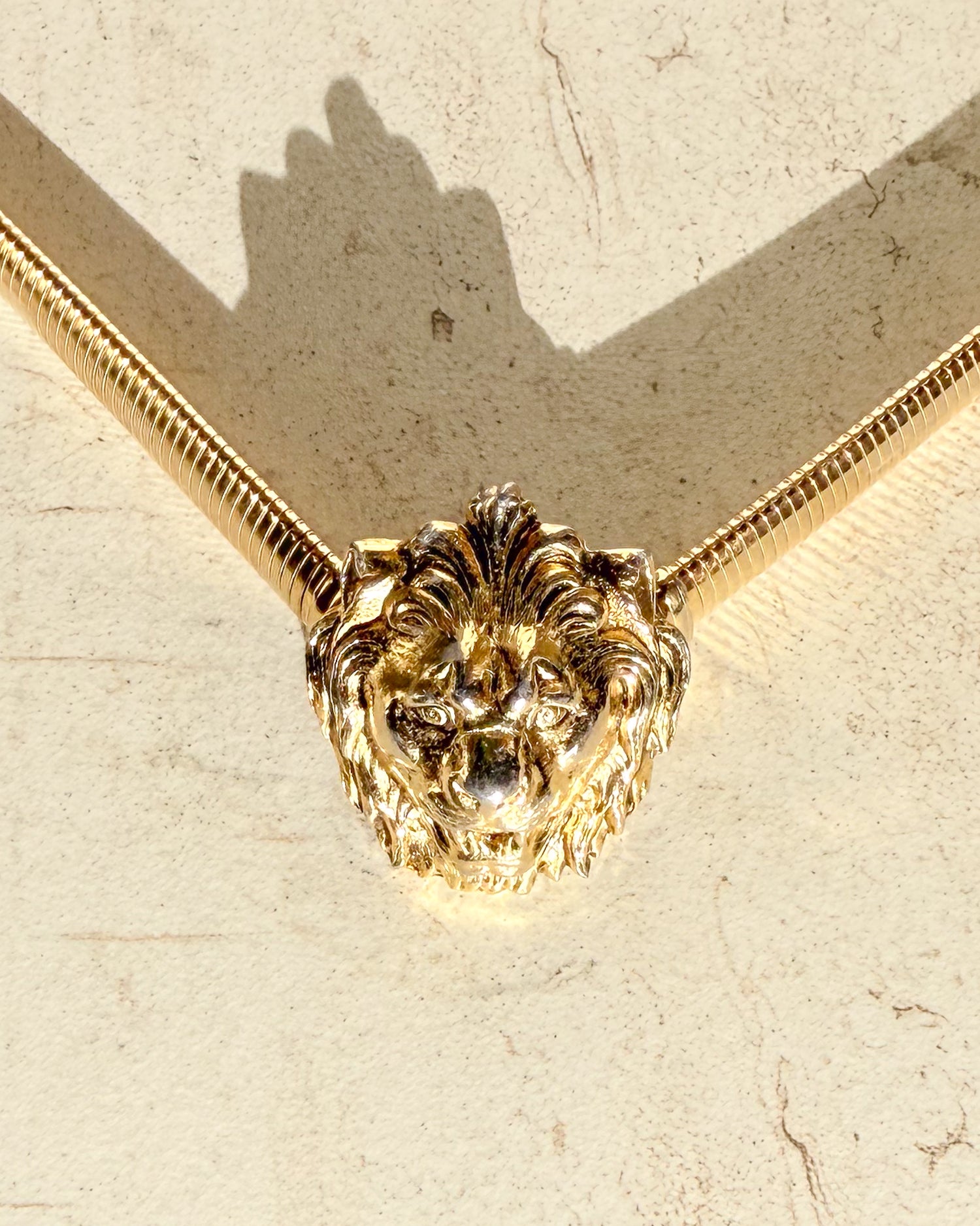 Vintage Signed Lion Head Stretch Belt small