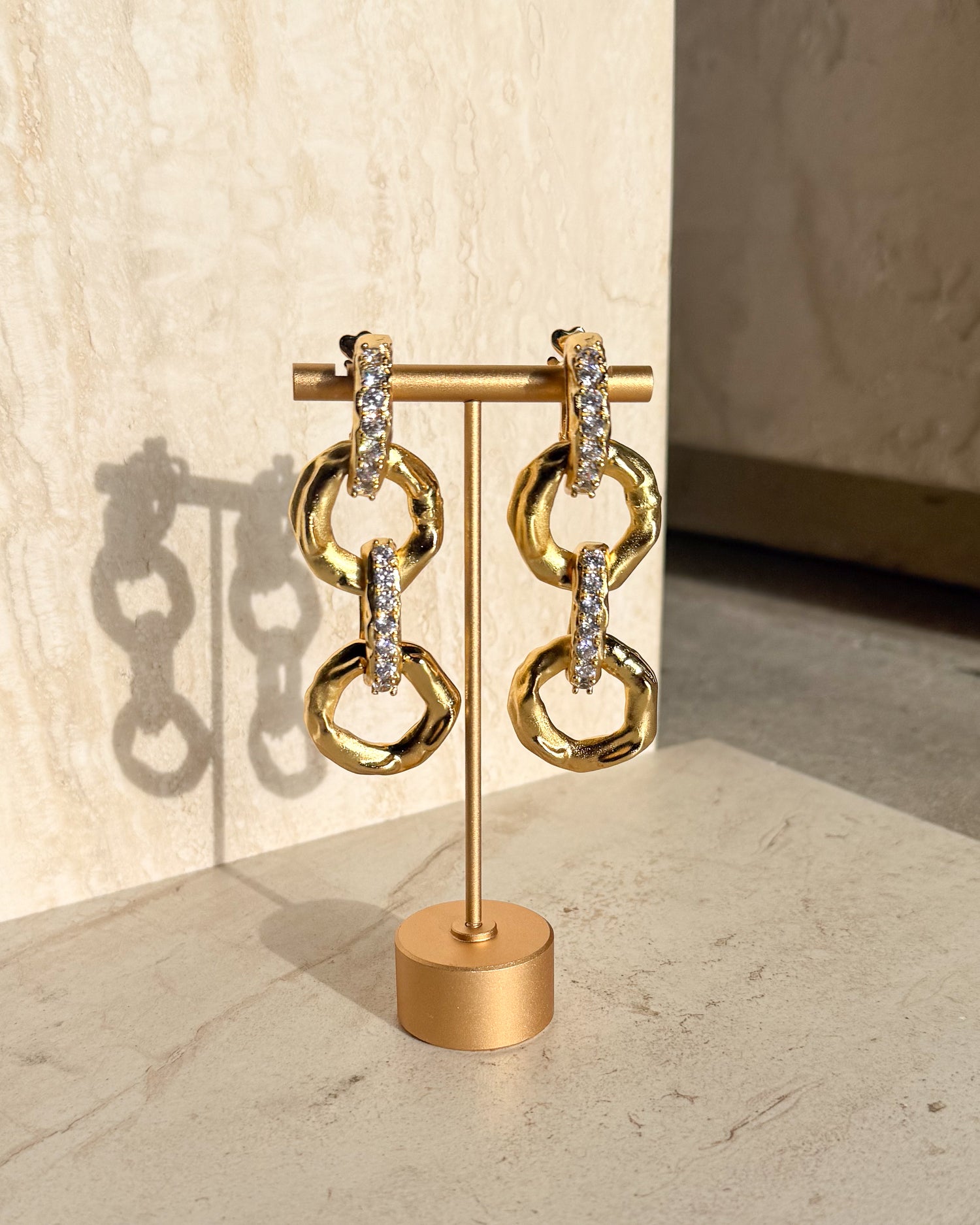 Vintage Matte gold Abstract Link drop earrings