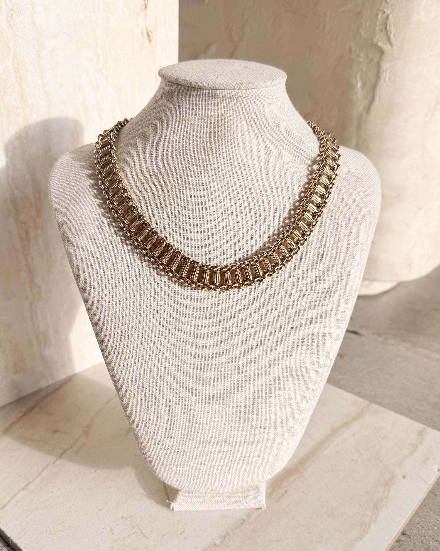 Vintage Signed gold-tone bullet link necklace