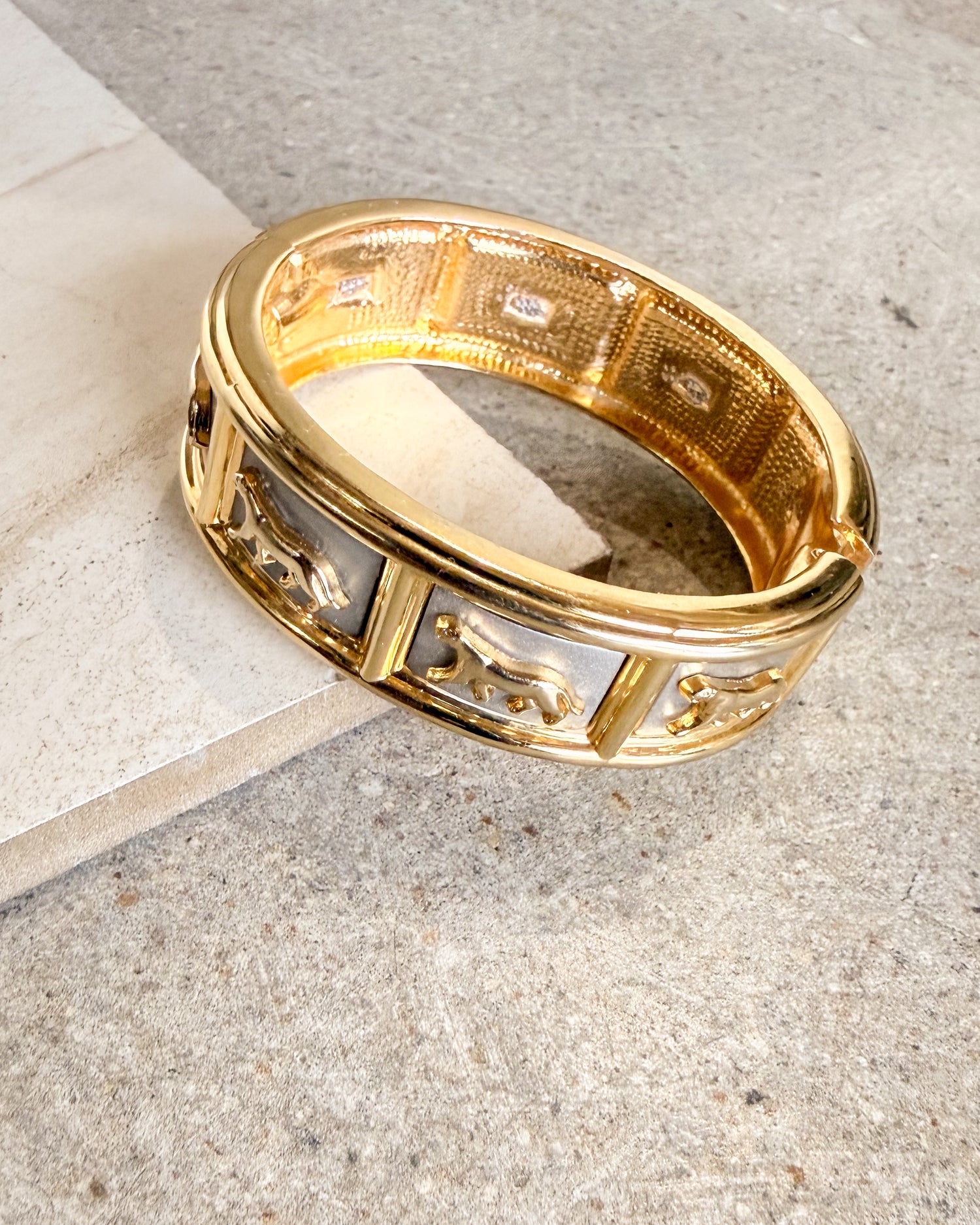 Vintage two tone panther bangle bracelet