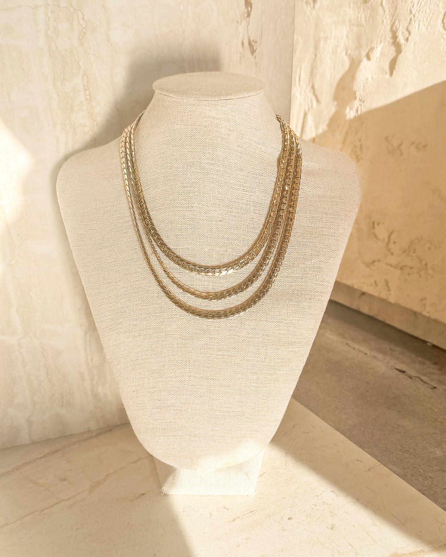 Vintage Gold tone 3 Chain Necklace