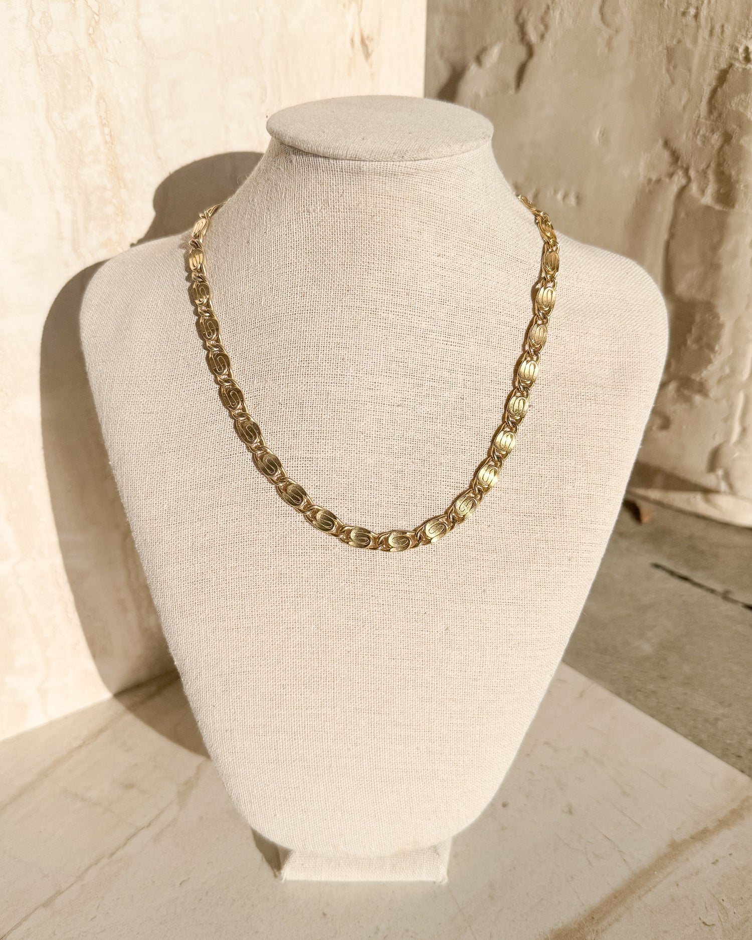 Vintage Signed Gold S-Link Chain Necklace