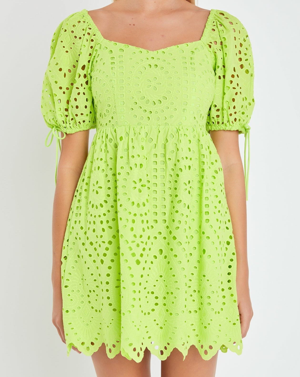 Eyelet Scallop Edge Mini Dress