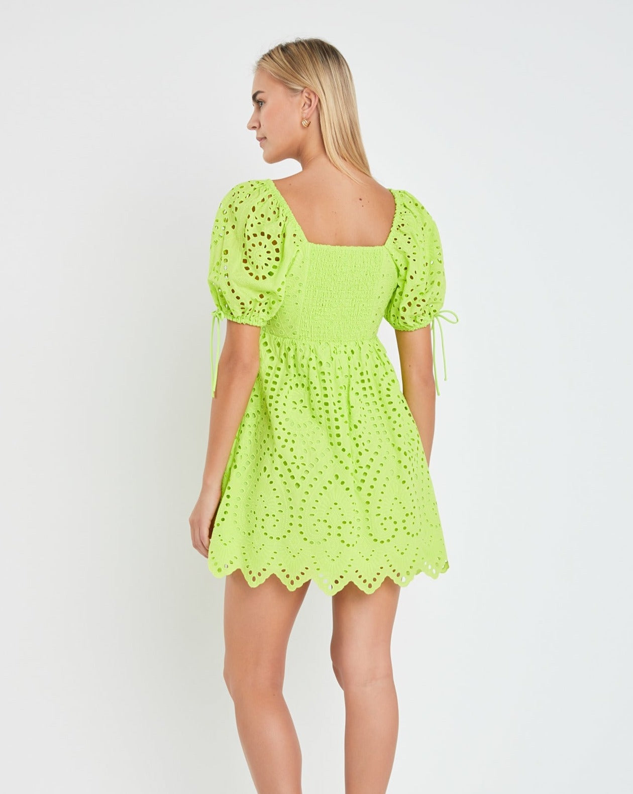 Eyelet Scallop Edge Mini Dress