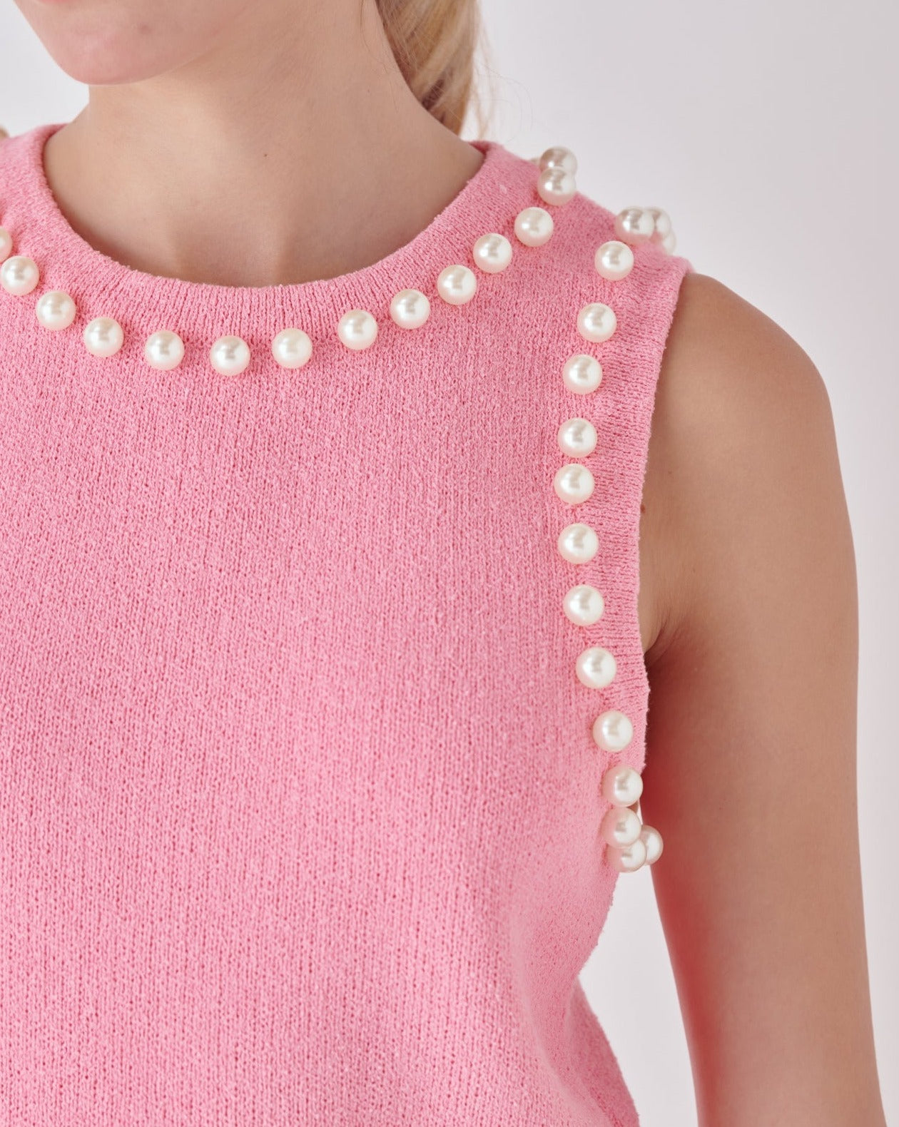 Pearl Detail Knit Tank Top