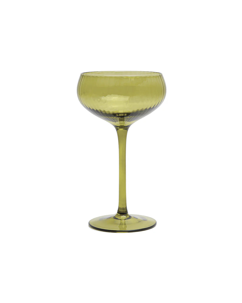 The Lou Coupe Glass in Olive (Set of 2)