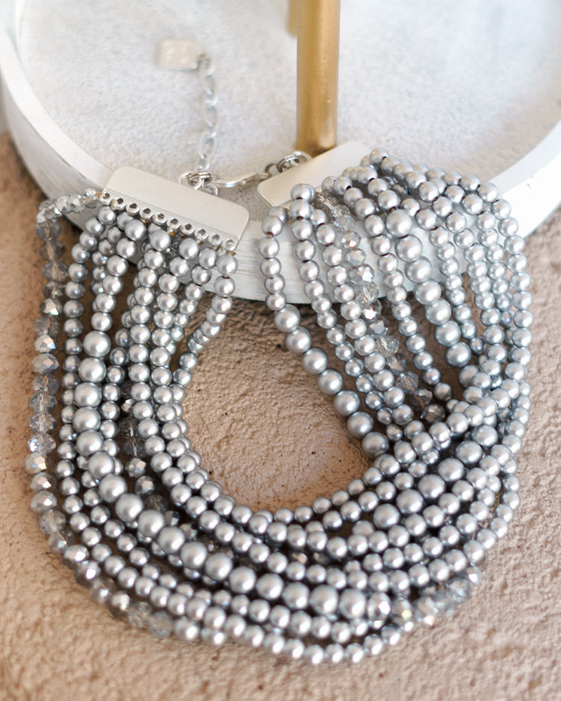 Metallic and Crystal Beaded Collar Necklace