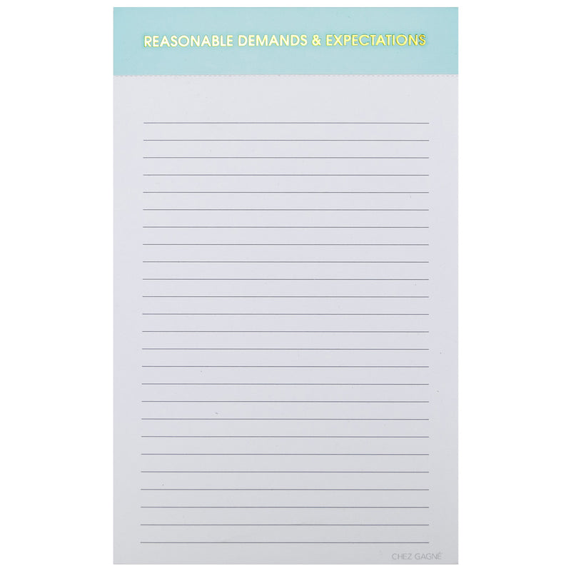 Reasonable Demands and Expectations Notepad