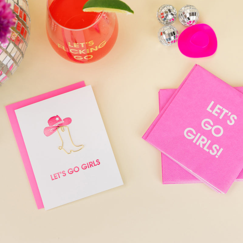 Let's Go Girls - Paper Clip Letterpress Card