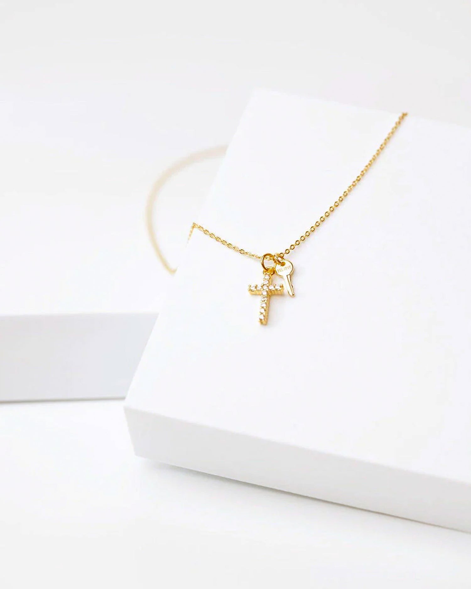 Pavé Mini Cross Necklace