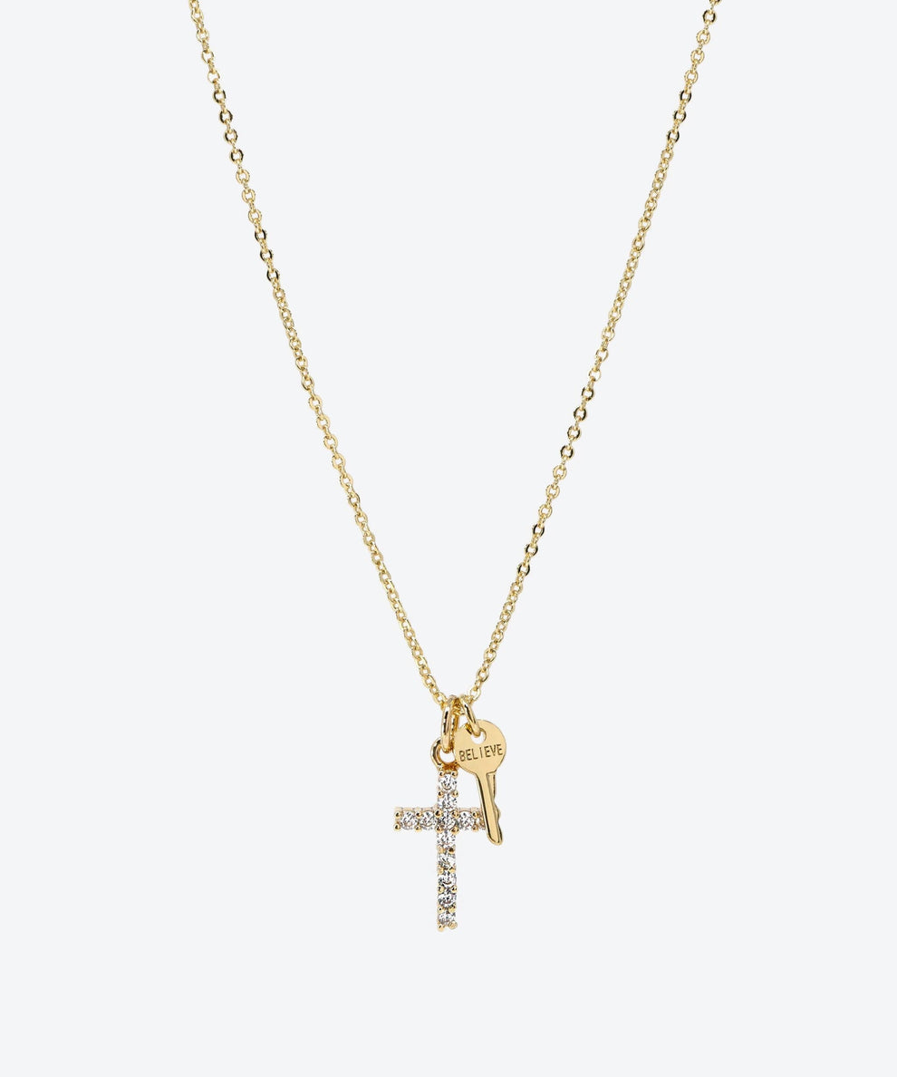 Pavé Mini Cross Necklace