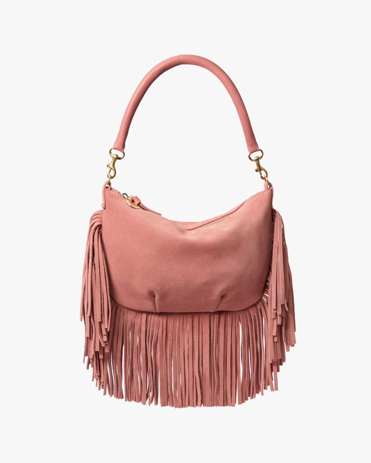 Petit Moyen Rose Clay Suede Fringe