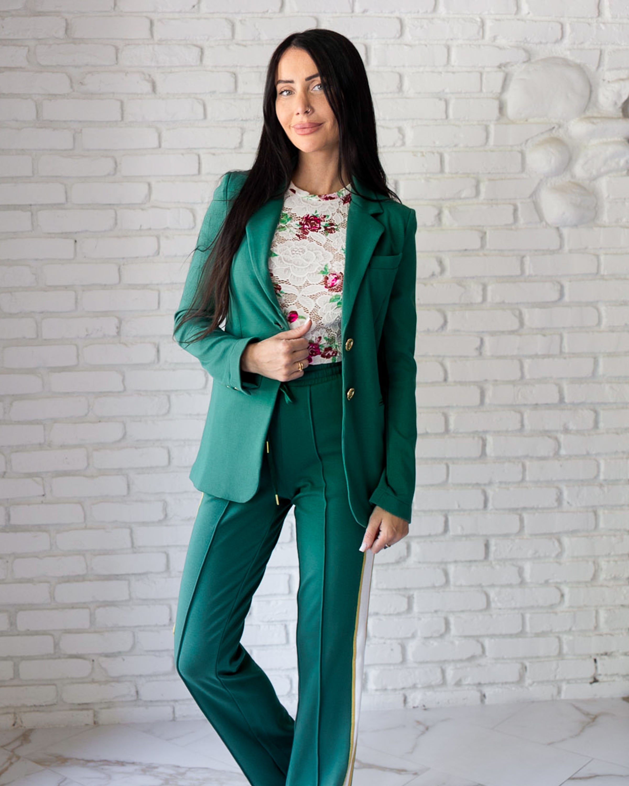 Women's Green Blazer - Morrison Interlock Cotton Stretch – Care Tucker