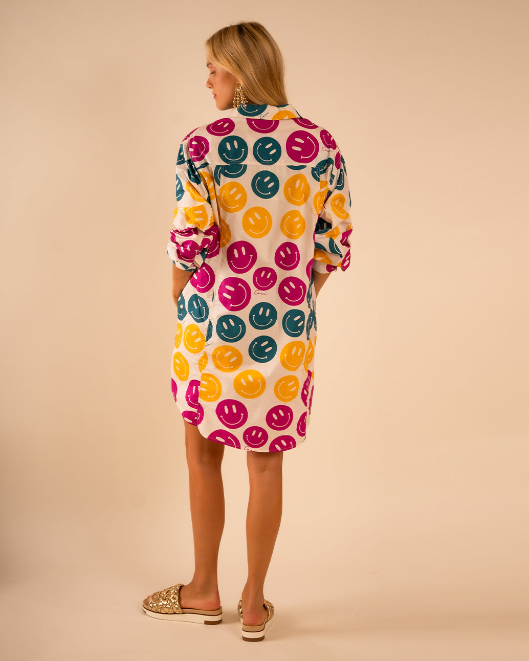 Preslie Poplin Shirt Dress All Over Smiley
