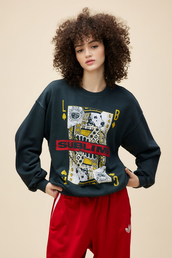 Sublime Playing Card Graphic Sweatshirt in Vintage Black