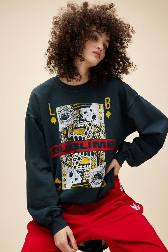 Sublime Playing Card Graphic Sweatshirt in Vintage Black