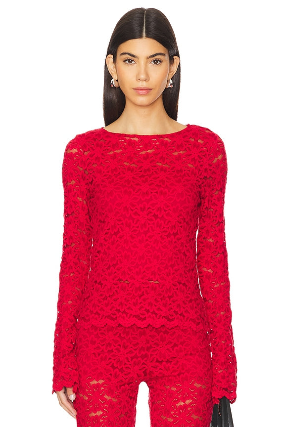 Bowie Top Radiant Red Lace