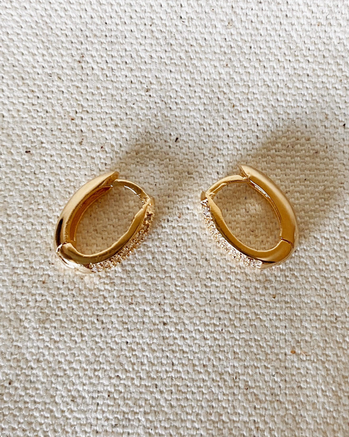 18k Gold Filled Oval Clicker Hoop Earrings 3